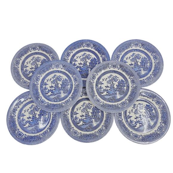 Vintage Willow Royal Venton Ware Dinner Plates 10" John Steventon & Son Set of 8 - Picture 1 of 6